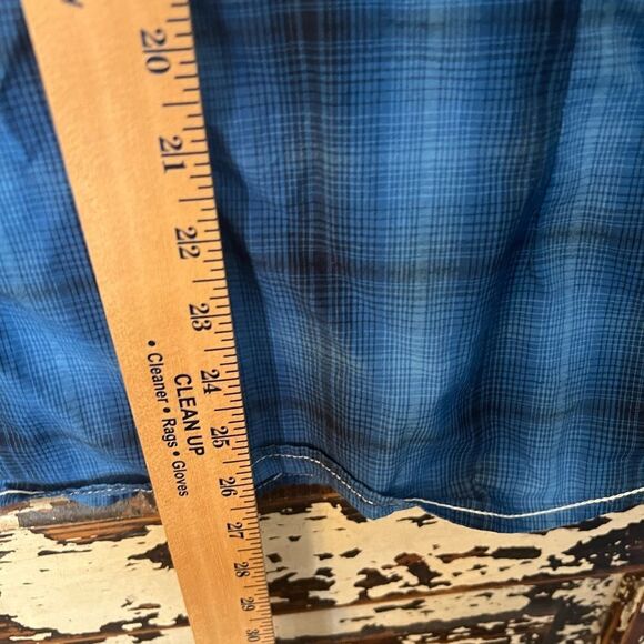Panhandle Rough Stock Cotton size L Blue Plaid Western Shirt. Pearl snap. - Picture 5 of 12